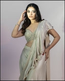 Off White Choli With Drape