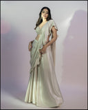 Off White Choli With Drape