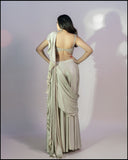 Off White Choli With Drape