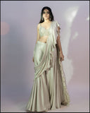 Off White Choli With Drape