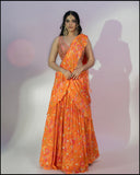 Tangerine Morror Work Lehenga