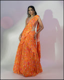 Tangerine Morror Work Lehenga