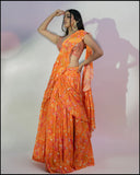 Tangerine Morror Work Lehenga