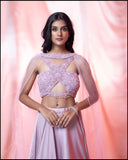 Pink Net Blouse With Pink Lehenga