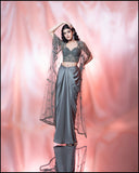 Grey Choli And Cape