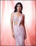 Light Pink Drape Saree With Choli