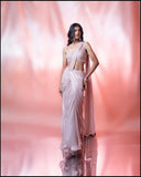 Light Pink Drape Saree With Choli