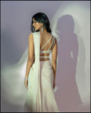 Off White Choli With Drape