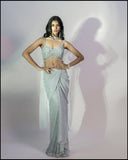 Grey Shimmer Dupatta Net Drape Skirt