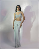 Grey Shimmer Dupatta Net Drape Skirt