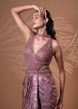 Mauve Glimmer Drape Gown