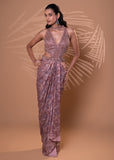 Mauve Glimmer Drape Gown