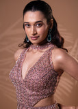 Mauve Glimmer Drape Gown