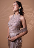 Champagne Luxe Drape Gown