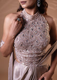 Champagne Luxe Drape Gown