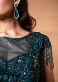Teal Sequin Fringe Drape Set