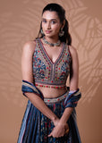 Midnight Bloom Embroidered Lehenga