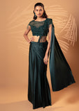 Teal Sequin Fringe Drape Set