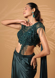 Teal Sequin Fringe Drape Set