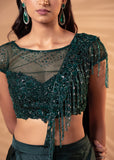 Teal Sequin Fringe Drape Set