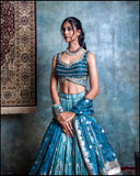 Rama Green Embroidered Silk Lehenga