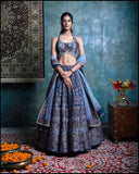 Blue Brocade Lehenga