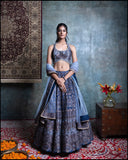 Blue Brocade Lehenga