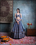 Blue Brocade Lehenga