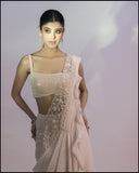 Light Pink Pre Stitched Ruffle Saree