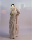 Light Pink Pre Stitched Ruffle Saree