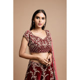 Maroon Wine Velvet Lehenga Set