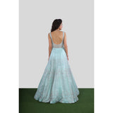 Aqua Blue Floral Gown