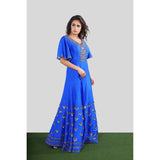 Royal Blue Silk Embroidered Palazzo Jumpsuit