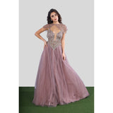 Lilac Plunge Gown With Cape