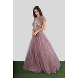 Lilac Plunge Gown With Cape
