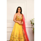 Haldi Yellow Metallic Embellished Lehenga Set