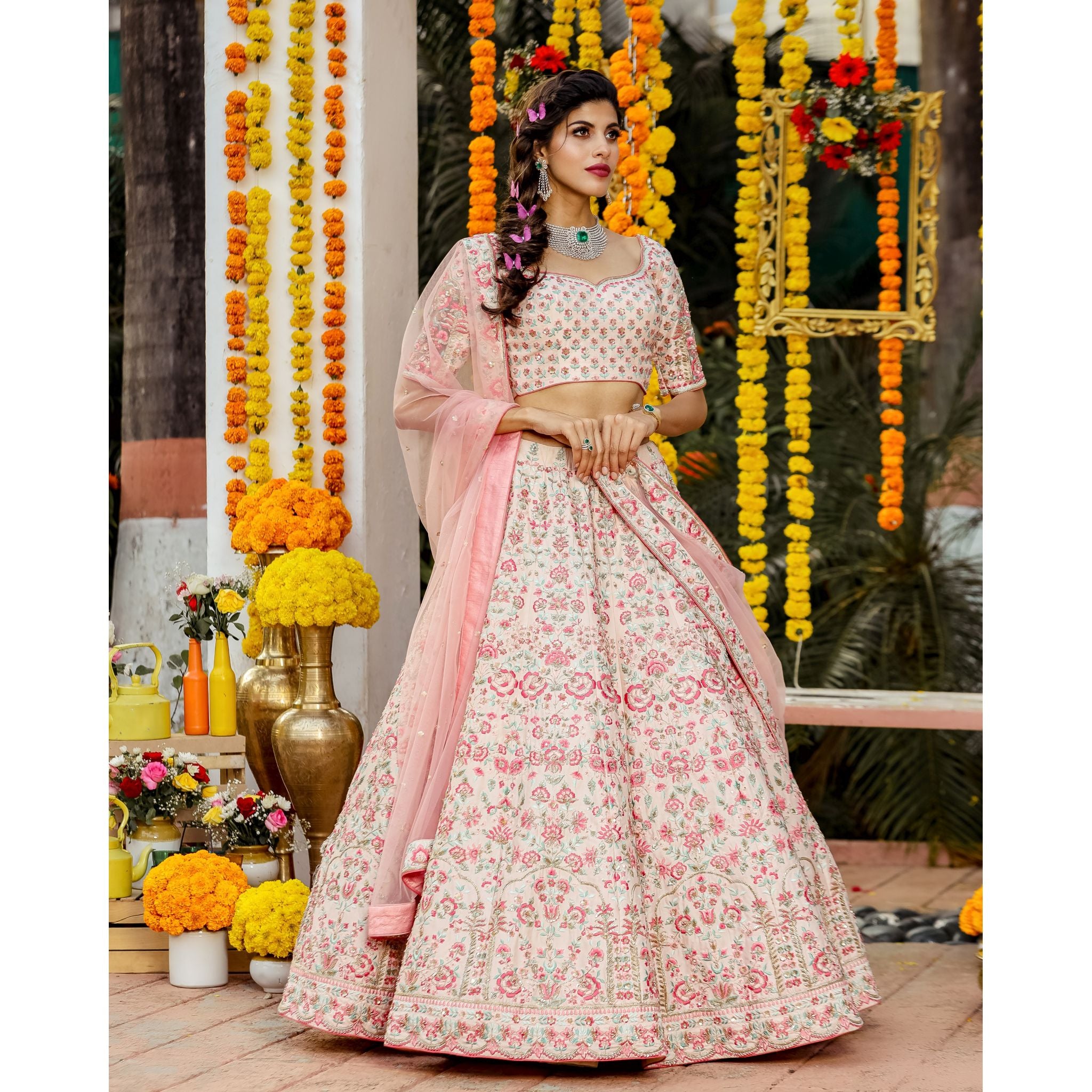 Buy Net Grey Sequins A Line Lehenga Choli : 266895 - Lehenga Choli