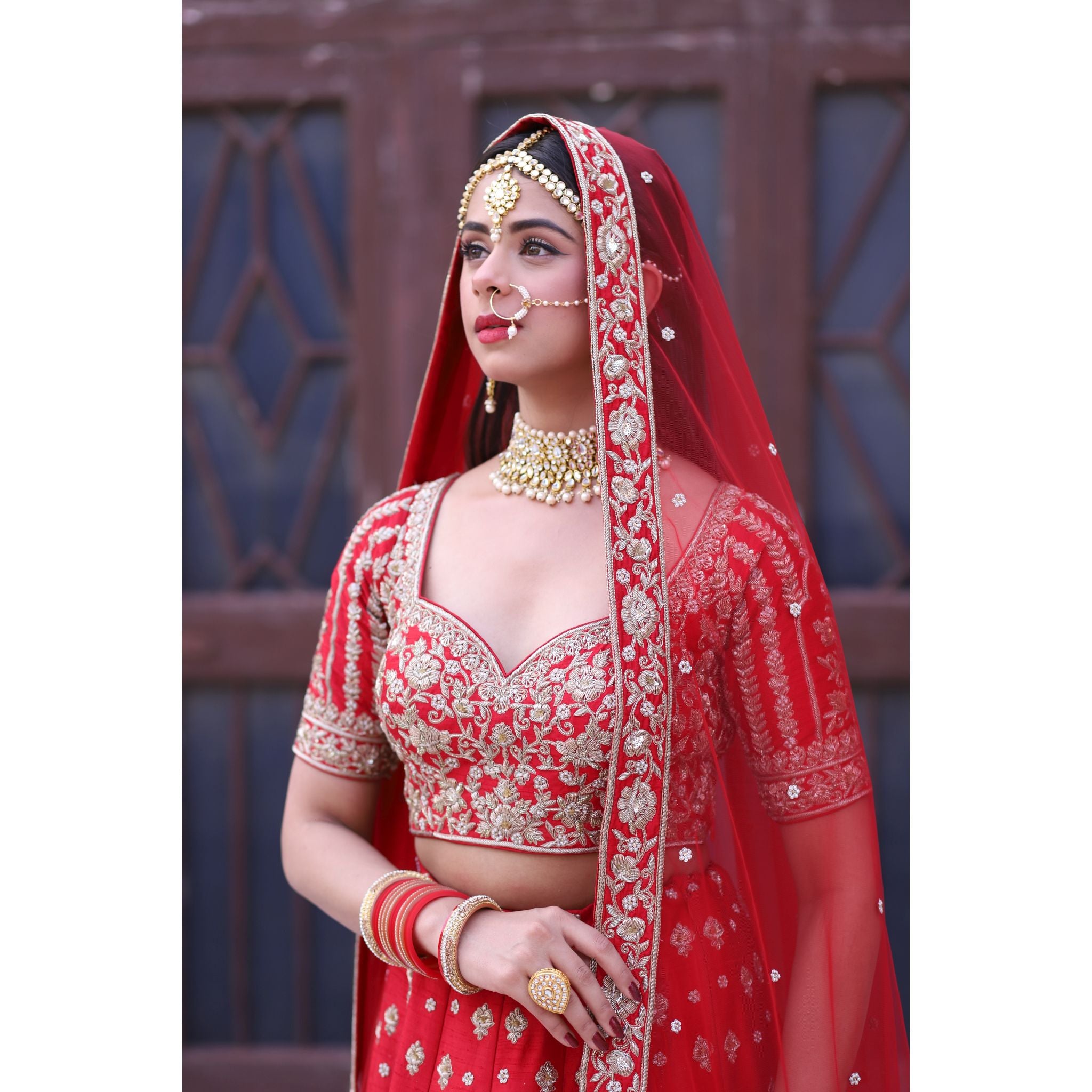 Ritika Badiani - Red And Gold Mughal Lehenga Set