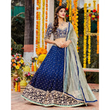 Sapphire And Mint Gold Lehenga Set