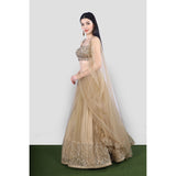 Beige Gold Shimmer Lehenga Set