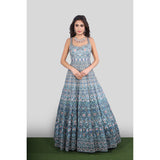 Blue Multi-Colored Mughal Floral Gown